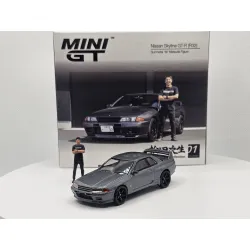 Mini GT Nissan Skyline GT-R (R32) "Gunmetal" z figurką (Tsugio Matsuda Collection) (RHD)