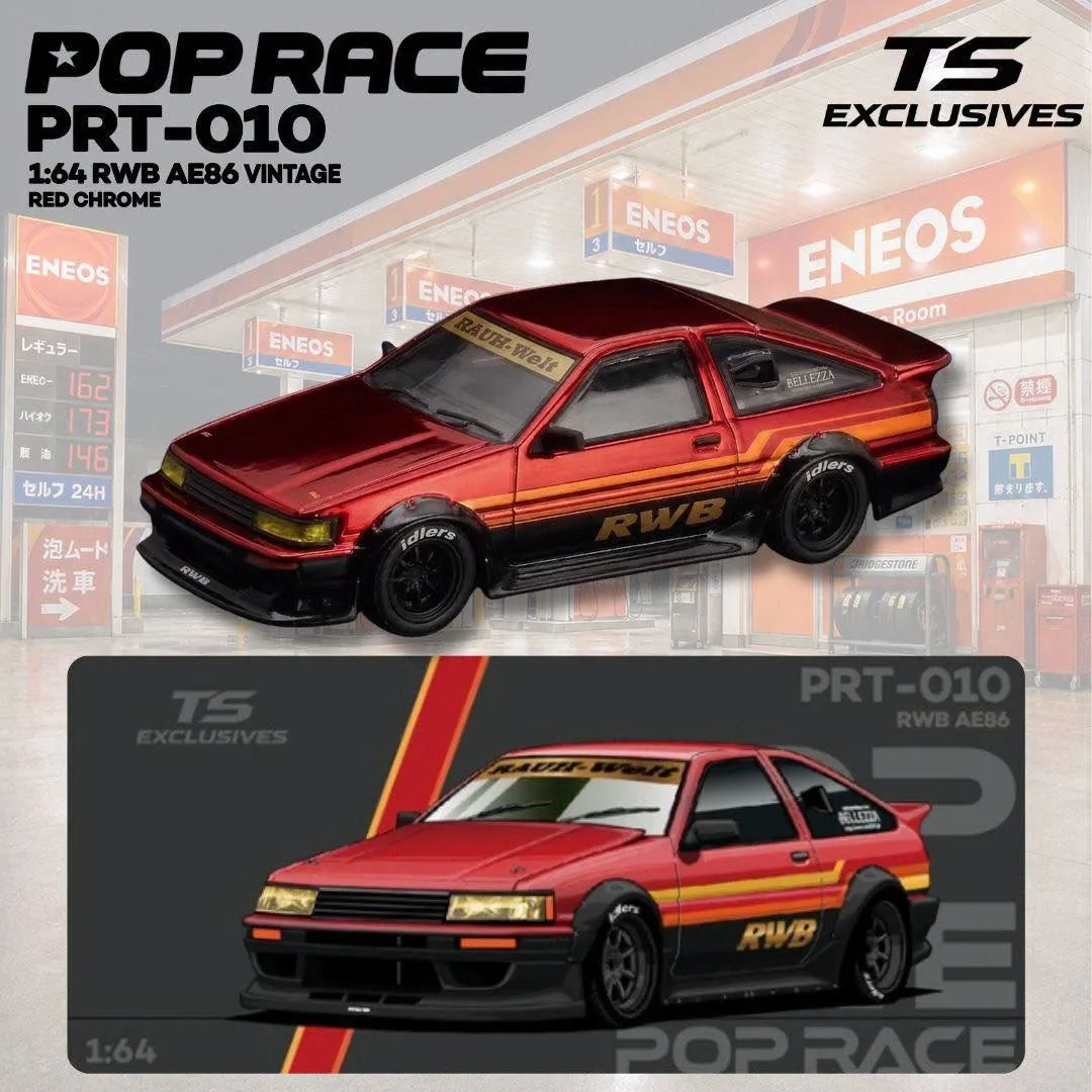 PRT010 Pop Race Toyota RWB AE86 Vintage – TOKYO STATION – Red Chrome - Blister