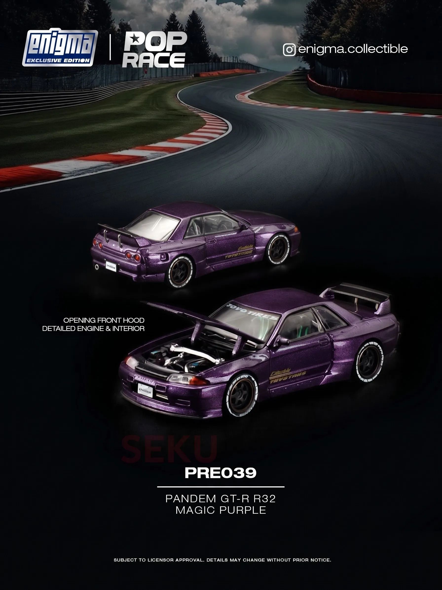 PRE039 Pop Race Nissan Skyline GT-R (R32) – Pandem – Magic Purple – Enigma Exclusive - Blister