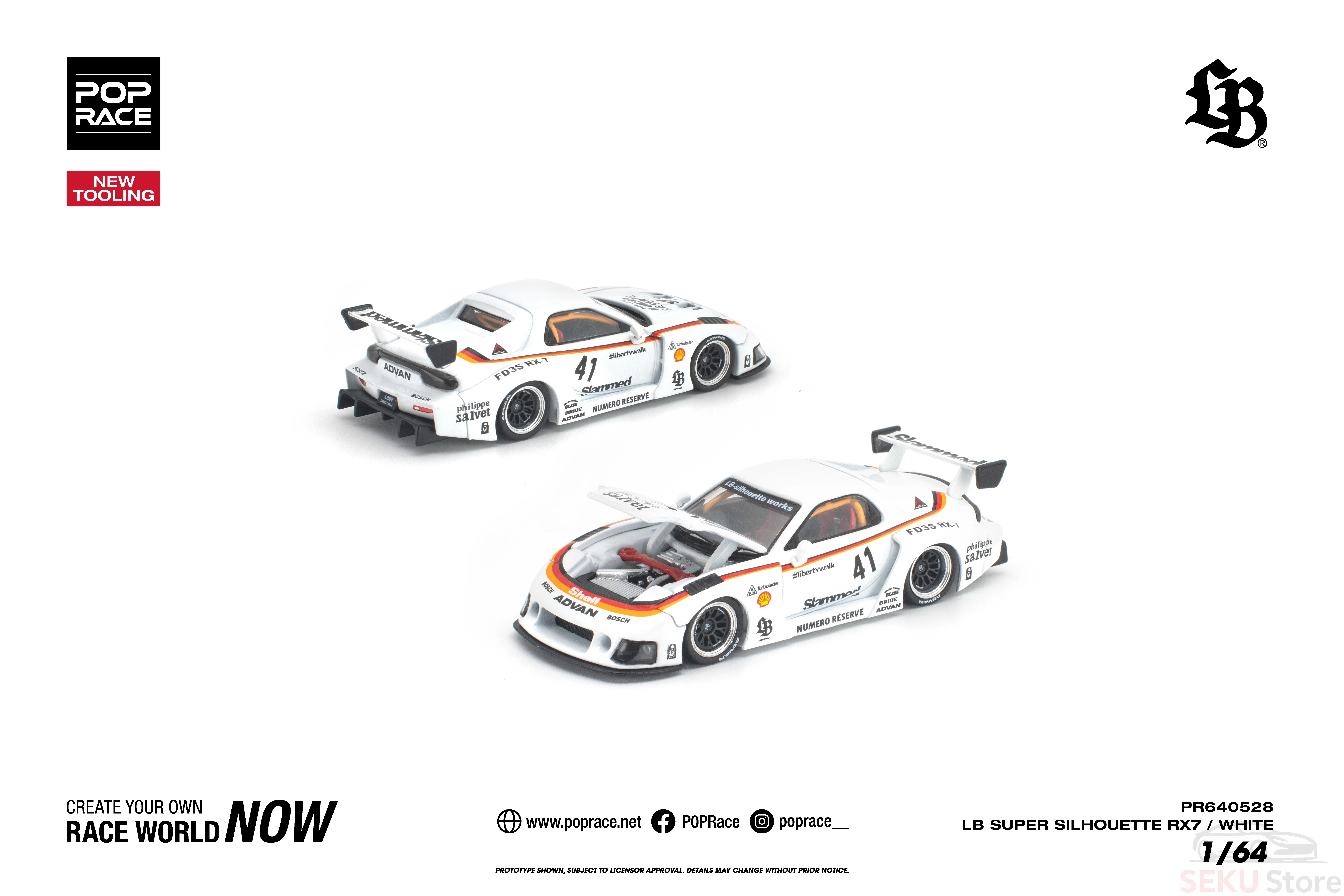 Pop Race PR640528 – LB Super Silhouette RX7 (FD3S) White (New Tooling)