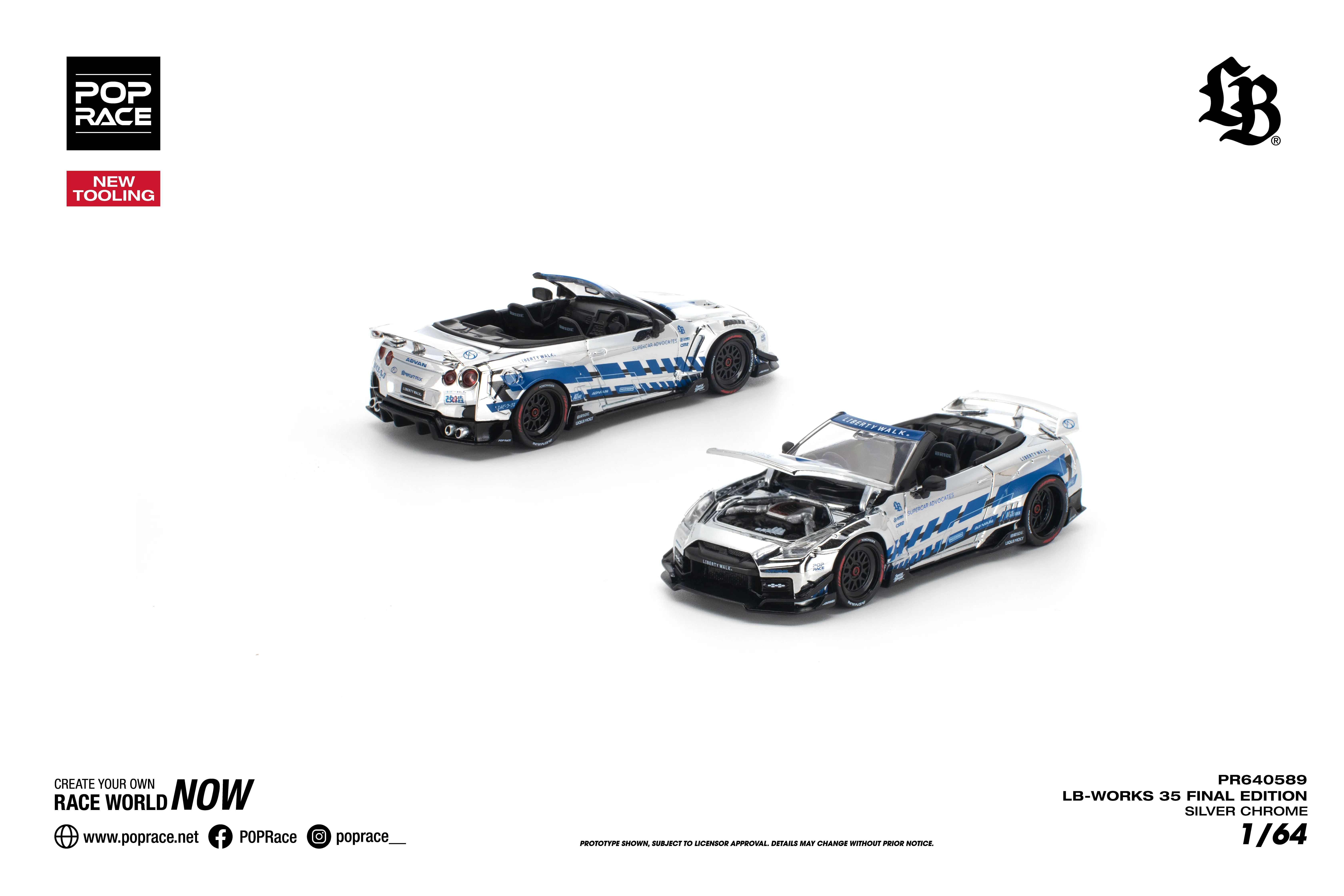 Pop Race Nissan GT-R R35 LB-WORKS Final Edition – Silver Chrome
