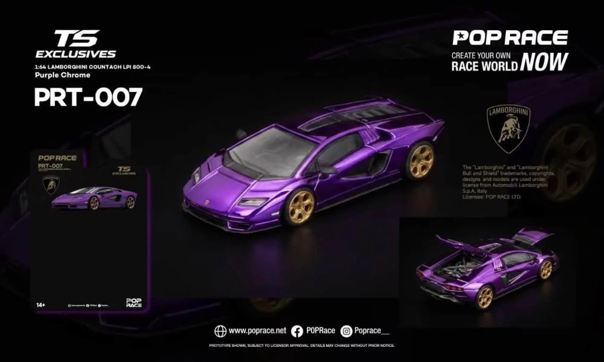 Pop Race Lamborghini Countach LPI 800-4 – Tokyo Station Exclusives (Purple Chrome) - Blister