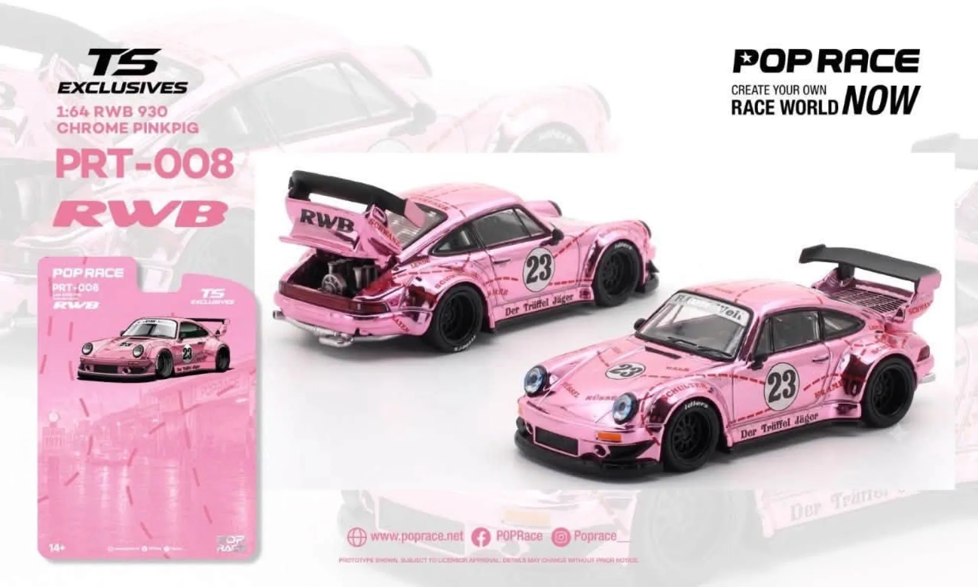 Pop Race Porsche RWB 930 – Tokyo Station Exclusives (Pink Chrome) - Blister