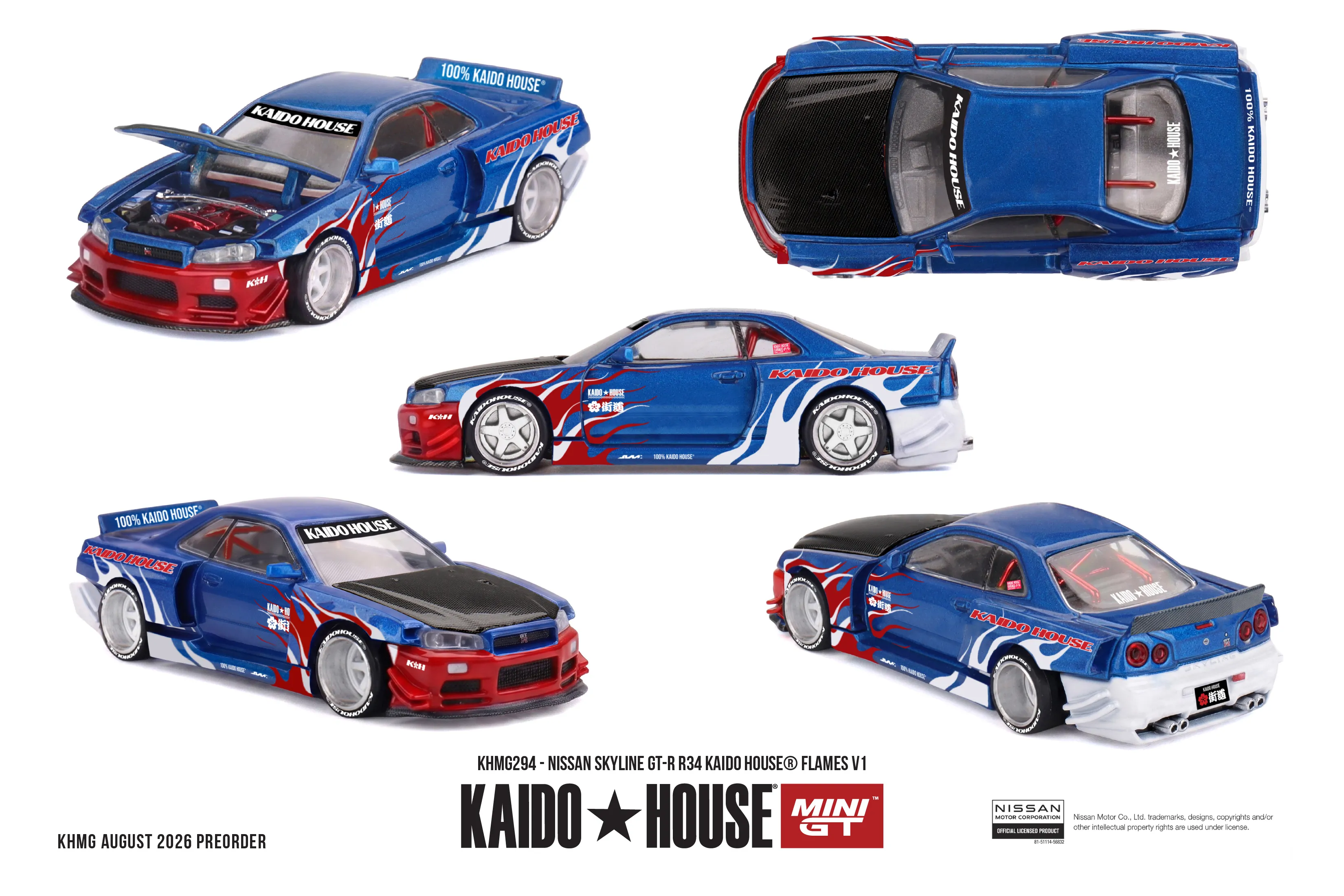 KHMG294 Nissan Skyline GT-R R34 Kaido House Flames V1 Sekustore