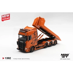 Mini GT Scania 770S B8x4NA Hooklift Flatbed – Orange (LHD)