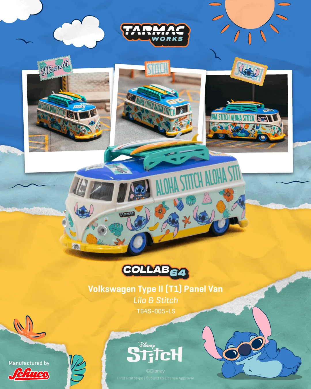 Tarmac Works Volkswagen Type II (T1) Panel Van Lilo $ Stitch
