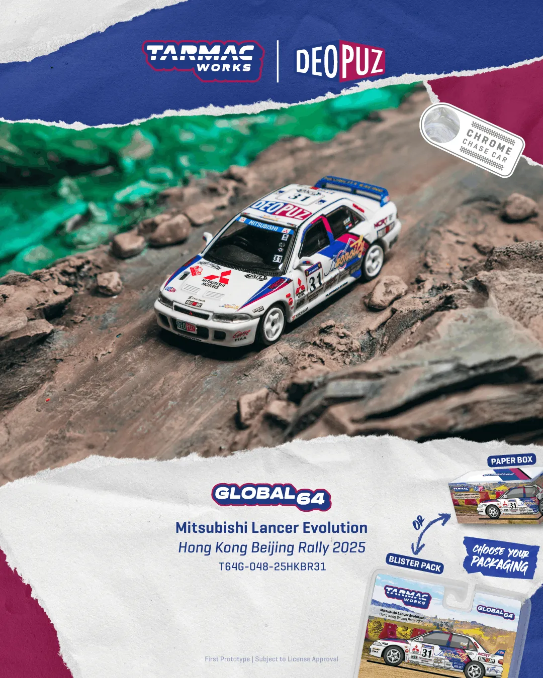 Tarmac Works Mitsubishi Lancer Evolution – Hong Kong Beijing Rally 2025 (T64G-048-25HKBR31)