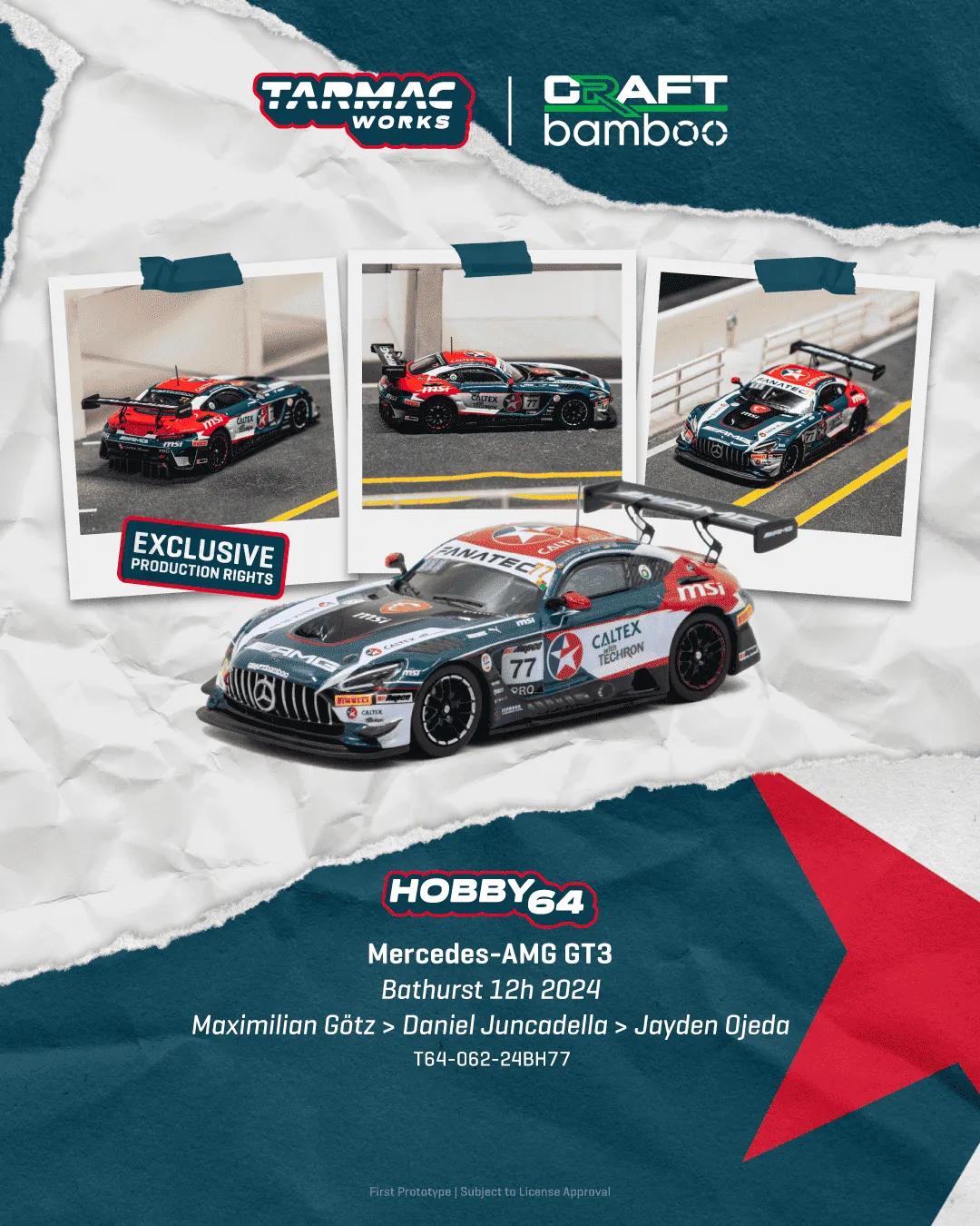 Tarmac Works Mercedes-AMG GT3 – Bathurst 12h 2024 – Maximilian Götz / Daniel Juncadella / Jayden Ojeda EXCLUSIVE Production Rights only at Tarmac Works T64-062-24BH77
